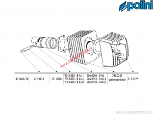 Kolben (átmérő 46mm / dugattyú csavar 10mm) - Gilera CBA / Piaggio Bravo / CBA / Ciao / Eco / SI - Polini