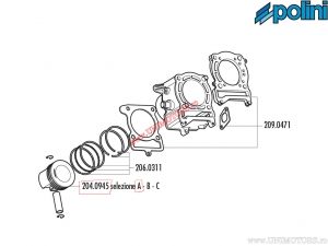 Kolben (Durchmesser 63mm / Güteklasse A) - MBK Cityliner 125 4V E3 / Yamaha X City 125 4V E3 / X Max 125 4V E3 - Polini