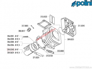 Kolbenrennen (Durchmesser 47mm) - 204.0540 - Aprilia Amico 50 / MBK Booster 50 / Yamaha Aerox 50 2T H2O - Polini