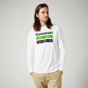 Lässiges FOX - KAWASAKI STREIFEN LANGARM PREMIUM TEE WEISS: Größe - L