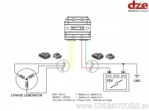 Laadrelais (spanningsregelaar) universeel - 12V 50A (5 draden - Mosfet technologie) - DZE