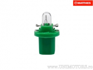 Lampadina a zoccolo verde scuro T5 B8.5D 12V 2W - JM