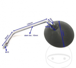 Linker schwarzer Spiegel M10 mm - Yamaha RD 250 / RD 400 / XJ 550 / XJ 650 / XS 1100 / XS 400 / XS 750 / XS 850 - JM