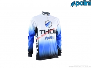 Long Sleeve Thor Jersey (Size XL) - White/Blue - Polini