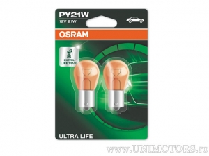 Luz de señal de giro trasera PY21W naranja BAU15S Ultra Life 12V 21W set de blister de 2 piezas - Osram