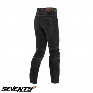 Men's Motorcycle Jeans Seventy Model SD-PJ6 Slim Fit Black (with Aramid Kevlar inserts) - Black, L