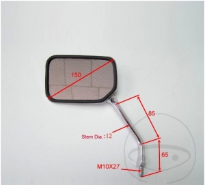 Miroir chromé gauche M10 mm - Honda CB 600 F Hornet / CBF 500 / CBF 500 A ABS / CBF 600 N / CBF 600 NA ABS / CBF 600 S - JM