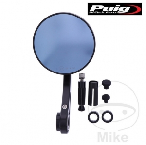 Miroir rond universel Puig Grand Tracker couleur noire monté sur l'extrémité du guidon - JM