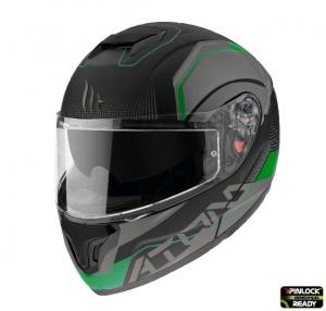 Modulaire helm MT Atom SV Quark A6 groen fluor mat Pinlock klaar