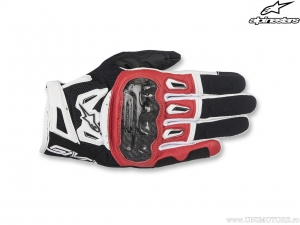 Motorcycle Gloves Street SMX-2 Air Carbon v2 Leather (black/red/white) - Alpinestars