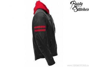 Motorcycle Jacket with Hood Rusty Stitches Jari Black-Red (Black-Red) - Rusty Stitches