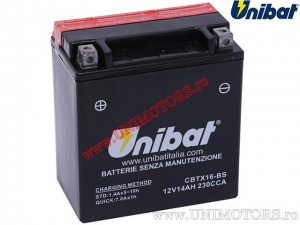 Motorradbatterie 12V 14AH - 'Wartungsfrei' (CBTX16-BS) - Unibat