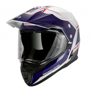 Off-road helmet MT Synchrony Duo Sport Vintage white/blue glossy with visor (integrated sunglasses) - White/blue glossy, X