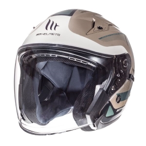 Open face motorcycle helmet MT Avenue SV Crossroad white/grey glossy (integrated sun visor)