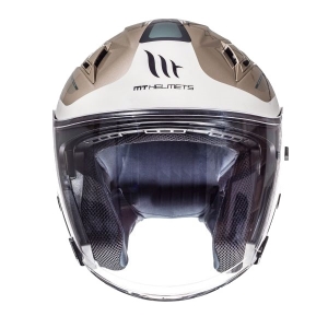 Open face motorcycle helmet MT Avenue SV Crossroad white/grey glossy (integrated sun visor)