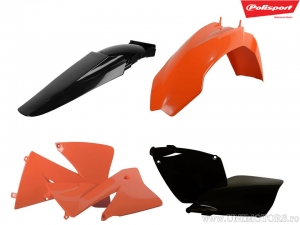 Orange/Black Plastic Set - KTM EXC 125 ('00-'01) / EXC 200 ('00-'01) / EXC 250 ('00-'01) - Polisport