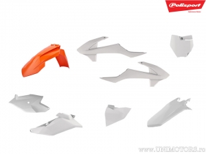 Orange/White Plastic Set - KTM SX 85 17/14 Inch / SX 85 19/16 Inch ('18-'23) - Polisport