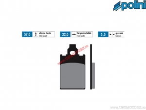 Original front brake pads (32x57x5.5mm) - Polini