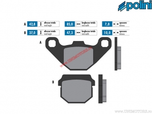 Original front brake pads (85x42.8x7.8mm / 47.3x37x10mm) - Polini