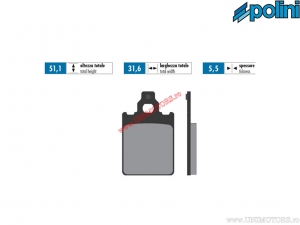 Original rear brake pads (31.6x51.1x5.5mm) - 1740025.S - Cagiva Prima 50 H2O 2T ('92-'95) - Polini