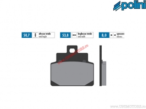 Original rear brake pads (53.8x50.7x8mm) - 1740028.S - Polini