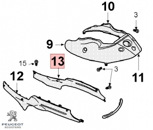 Original right lower side fairing - gray - Peugeot Vclic / Vclic Evolution 4T 50cc - Peugeot