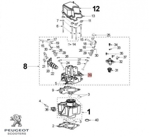 Original Zylinderkopf - Peugeot Elyseo / Elystar 4T LC 125-150cc - Peugeot