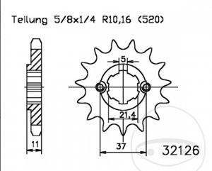 Piñón delantero Esjot - 15 dientes (paso 520) - Aeon Cobra 180 RSII / 220 2WD / 300 S 2WD / 350 2WD / 400 Lux 2WD / 400 SX - J