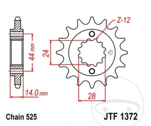 Piñón delantero JTF1372.17 (paso 525) - Honda CB 600 F / CB 600 S F2 / CBF 600 N / CBF 600 S / CBF 600 SA / CBR 600 F / VT 750