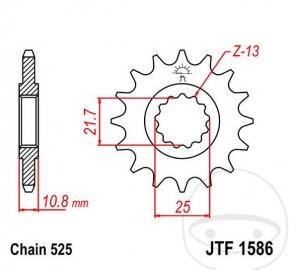 Piñón delantero JTF1586.15 (paso 525) - Yamaha TDM 850 / TRX 850 / YZF-R6 600 / 600 Aniversario / Edición 600 S - JM