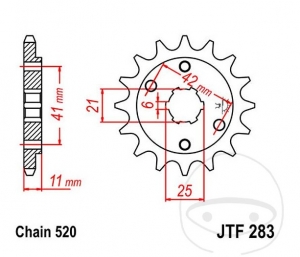 Piñón delantero JTF283.14 (paso 520) - Honda NSR 250 R ('87-'83) / NSR 250 R SE ('92-'98) / NSR 250 R SP ('88-'96) - JM