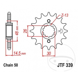 Piñón delantero JTF339.15 (paso 530) - Honda CB 1300 F / SA / CB 750 C / F / F2 / CB 900 F / F2 / CBR 1000 F / 1100 XX - JM