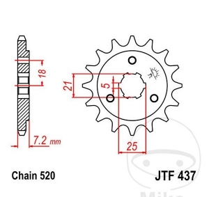 Piñón delantero JTF517.15 (paso 530) - Kawasaki GPZ 750 R / 900 R / ZR 1100 A / B / ZX-12R 1200 A / B / ZZR 1100 D / G - JM