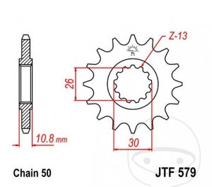 Piñón delantero JTF579.16 (paso 530) - Yamaha FJ 1100 / FJ 1200 / FJ 1200 A ABS / FZ1 1000 N / FZ1 1000 NA ABS - JM