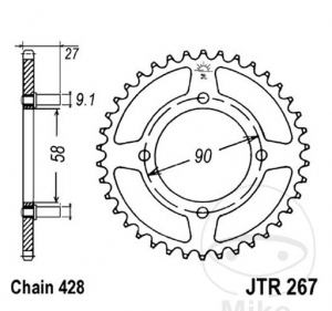 Piñón trasero JTR267.39 (paso 428) - JM