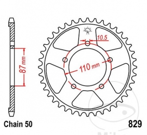 Piñón trasero JTR829.43 (paso 530) - Suzuki GSF 650 SA Bandit ABS / 650 SU Bandit / 650 SUA Bandit ABS / 650 U Bandit - JM