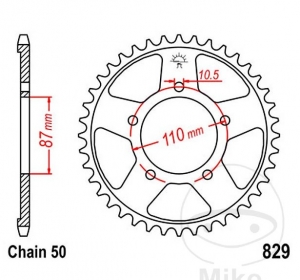 Piñón trasero JTR829.48 (paso 530) - Suzuki GSF 600 U Bandit / GSF 600 Bandit / GSF 600 S Bandit / GSF 600 SU Bandit - JM