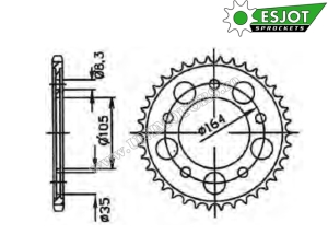 Pignon arrière Gilera GP 800 - SJ 50-29040 - (Esjot)