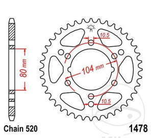 Pignon arrière JTR1478.38 (pas 520) - Kawasaki ZX-6R 636 B Ninja / ZX-6RR 600 K Ninja - M Ninja / Polaris Scrambler 400 4WD - J