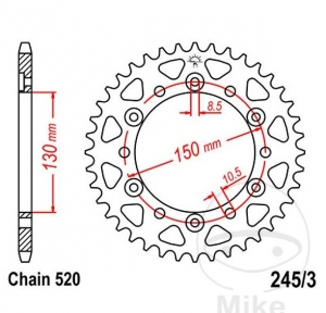 Pignon arrière JTR245/3.42 (pas 520) - Honda FMX 650 / FX 650 Vigor / NX 650 Dominator / NX 650 Dominator pignon à dents fines