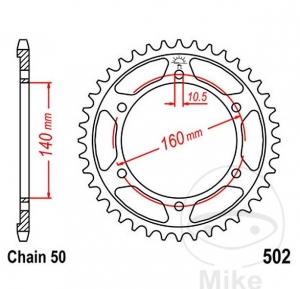 Pignon arrière JTR502.42 (pas 530) - Kawasaki GPX 750 R / GPZ 1100 E / GPZ 1100 F ABS / GPZ 750 R Ninja / GPZ 900 R Ninja - JM