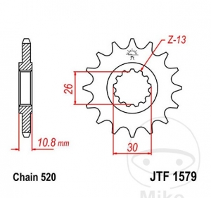 Pignon avant JTF1579.17 (pas 520) - Yamaha YZF-R1 1000 / 1000 ABS / 1000 Anniversary / 1000 Anniversary ABS - JM