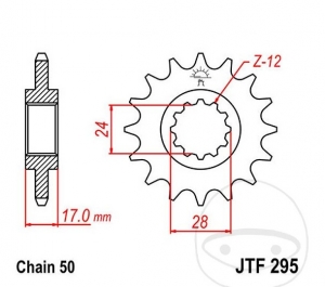 Pignon avant JTF295.14 (pas 530) - Honda CBR 600 F ('87-'97) - JM