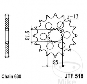 Pignon avant JTF518.15 RING (pas 630) - Suzuki GS 1000 L / E-H Roue en fonte / S Sport / GSX 1100 E / EF / ES / EX / L / S - JM