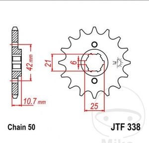 Pignone anteriore JTF338.16 (passo 530) - Honda CB 650 / CB 650 C / CB 650 SC - JM