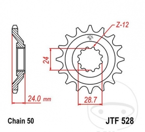 Pignone anteriore JTF528.17 (passo 530) - Kawasaki ZZR 1100 C ('90-'92) - JM