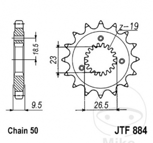 Pignone anteriore JTF884.21 (passo 530) - Harley Davidson XLH 883 / 1100 / 1200 / 883 - JM