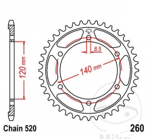 Pignone posteriore JTR260.40 (passo 520) - Honda XL 250 R (1984-1989) - JM