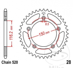 Pignone posteriore JTR28.42 (passo 520) - Aprilia RS 250 ('95-'02) - JM