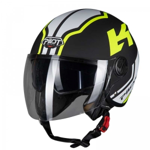 PILOT - Offenes FAZER-Helm (Sonnenvisier), schwarz / fluo gelb [bicolor [L]